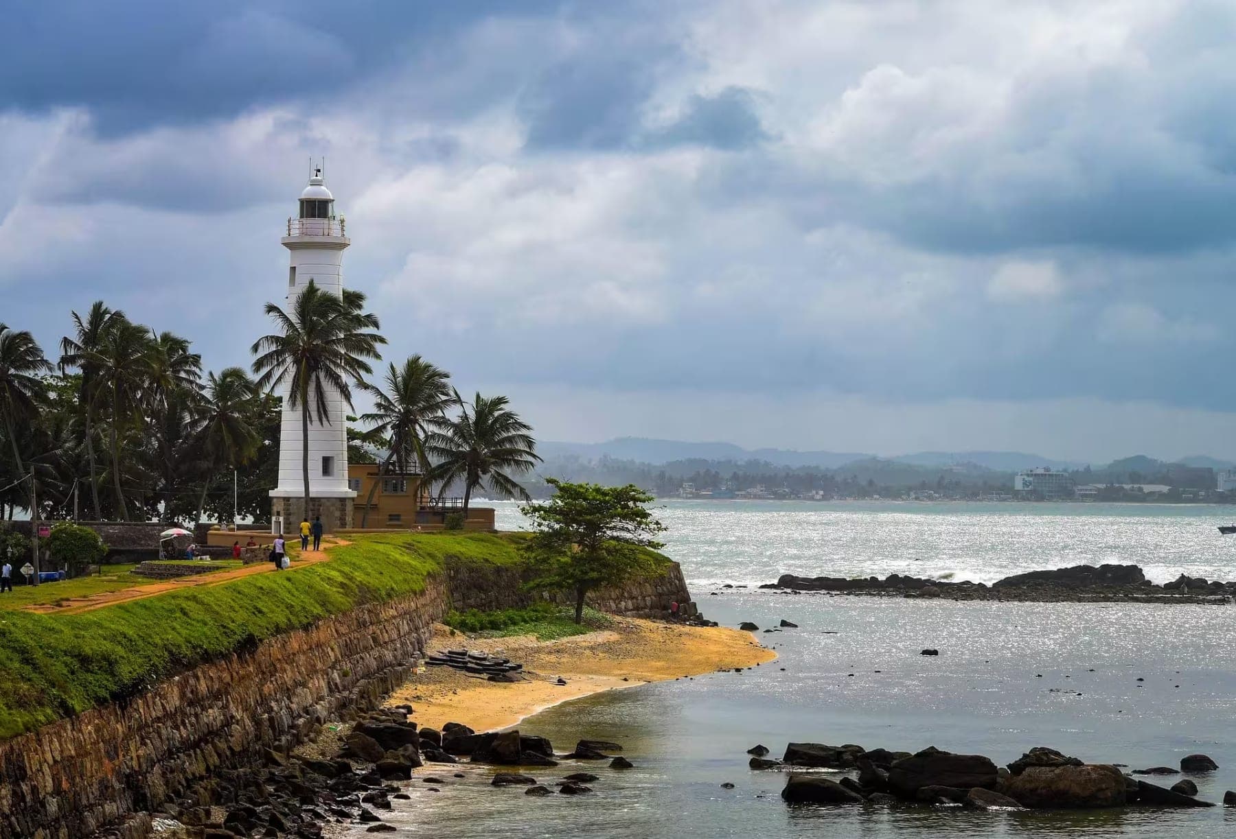Galle Fort lighthouse and the southern coastline of Sri Lanka
